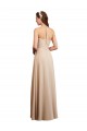 Low Back Champagne A-Line Halter Neck Long Bridesmaid Dress York