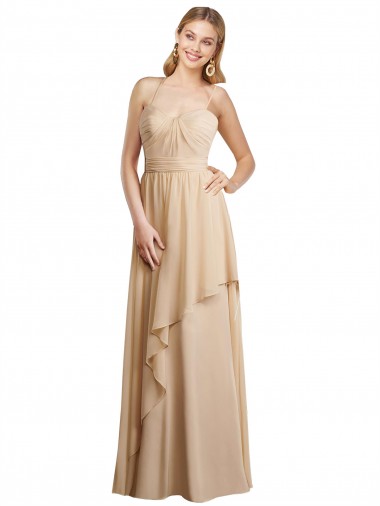 Open Back Champagne A-Line Sweetheart Long Bridesmaid Dress York