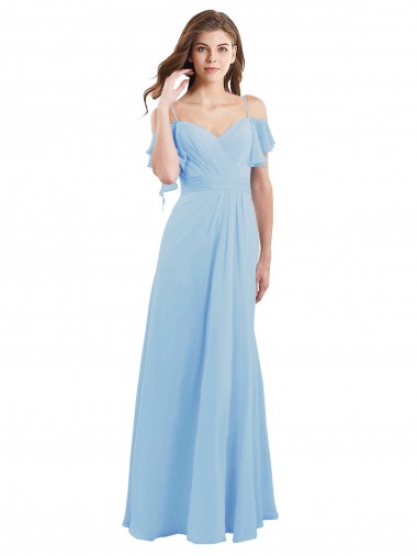 Low Back Light Sky Blue A-Line Sweetheart Long Bridesmaid Dress York