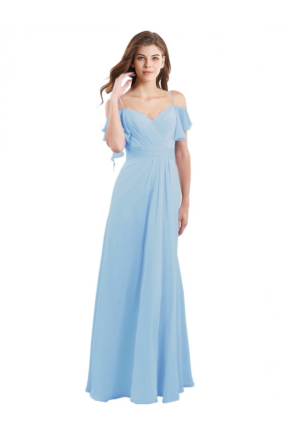 Low Back Light Sky Blue A-Line Sweetheart Long Bridesmaid Dress York