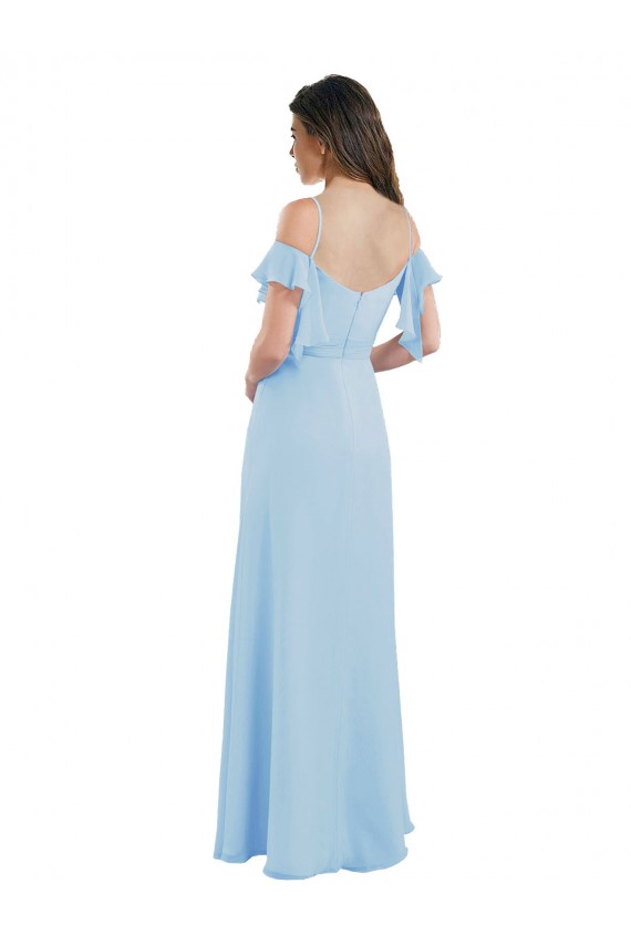 Low Back Light Sky Blue A-Line Sweetheart Long Bridesmaid Dress York