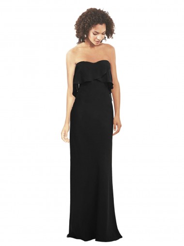 Black Sheath Strapless Long Bridesmaid Dress York