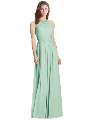 Open Back Mint Green A-Line Halter Neck Long Semi Formal Evening Dress / Bridesmaid Dress York