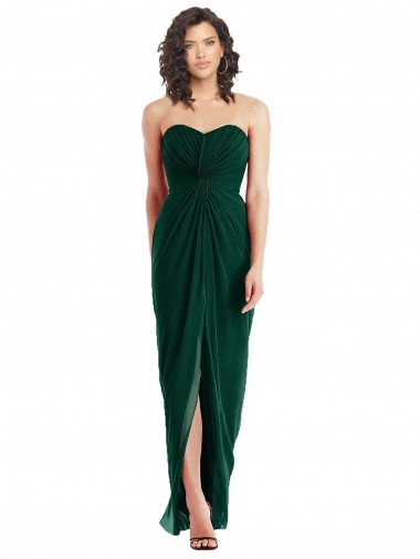 Low Back Ever Green A-Line Strapless Long Bridesmaid Dress York