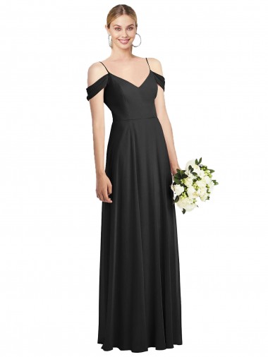 Black A-Line Spaghetti Straps Long Semi Formal Evening Dress / Bridesmaid Dress York