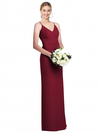 Burgundy A-Line V-Neck Long Formal Dress / Bridesmaid Dress York