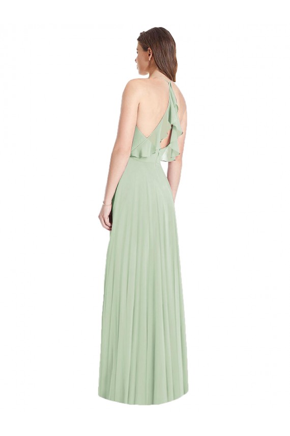 Sage Trumpet V-Neck Long Semi Formal Evening Dress / Bridesmaid Dress York