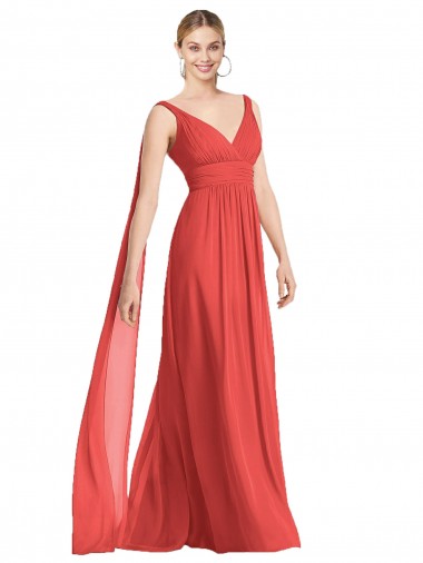 Low Back Firecracker A-Line V-Neck Long Bridesmaid Dress York