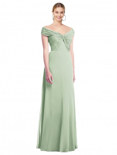 Sage Trumpet Off the Shoulder Long Bridesmaid Dress York