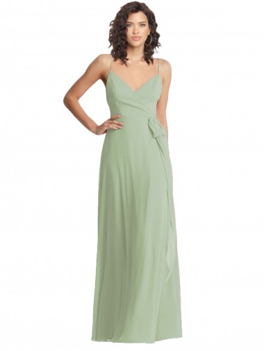 Smoke Green Trumpet V-Neck Long Formal Evening Gown / Bridesmaid Dress York