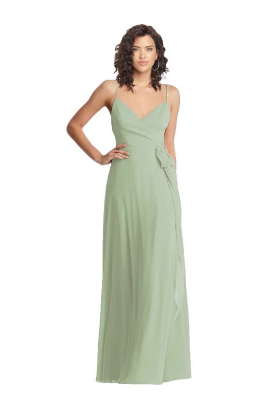 Smoke Green Trumpet V-Neck Long Formal Evening Gown / Bridesmaid Dress York