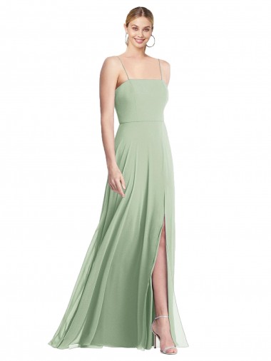 Low Back Sage Trumpet Square Neck Long Formal Evening Gown / Bridesmaid Dress York