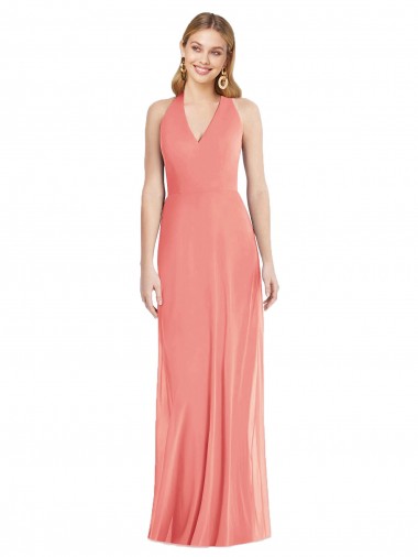 Desert Rose Trumpet V-Neck Long Formal Evening Gown / Bridesmaid Dress York