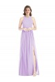 Lilac A-Line Halter Neck Long Bridesmaid Dress York