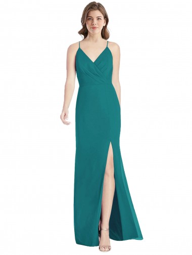 Open Back Hunter Mermaid V-Neck Long Bridesmaid Dress York