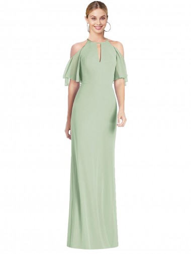 Sage Mermaid Halter Neck Long Semi Formal Evening Dress / Bridesmaid Dress York