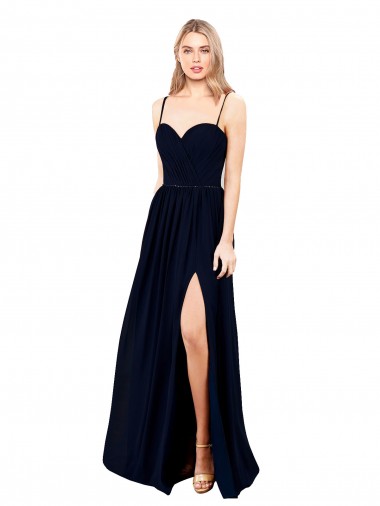 Dark Navy A-Line Sweetheart Long Formal Evening Gown / Bridesmaid Dress York