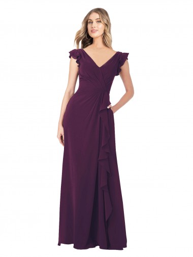 Grape A-Line V-Neck Long Formal Dress / Bridesmaid Dress York