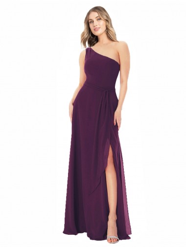 Grape A-Line One Shoulder Long Formal Dress / Bridesmaid Dress York