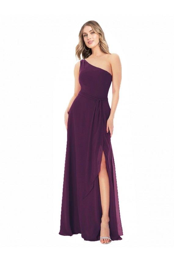 Grape A-Line One Shoulder Long Formal Dress / Bridesmaid Dress York