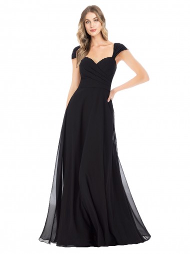 Black A-Line Sweetheart Long Bridesmaid Dress York