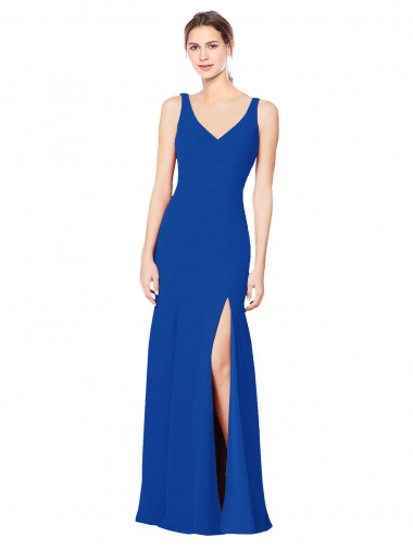 Low Back Royal Blue Sheath Sweetheart Long Bridesmaid Dress / Evening Dress York