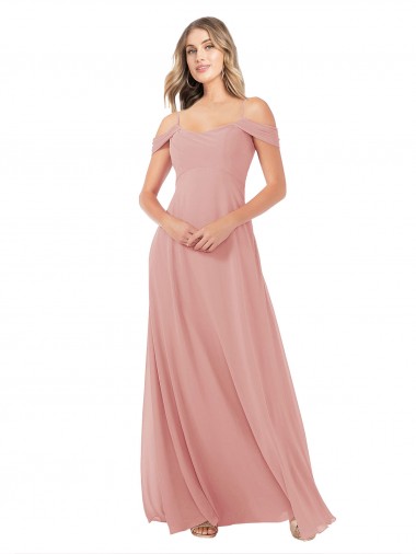 Bliss Pink A-Line Scoop Neck Long Bridal Party Dress York