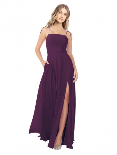 Keyhole Back Grape A-Line Strapless Long Bridesmaid Dress York