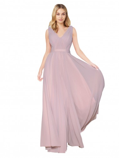 V-Back Primrose A-Line High Neck Long Formal Evening Gown / Prom Dress / Bridesmaid Dress York