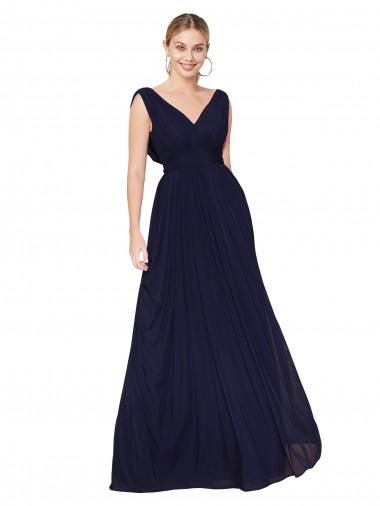 Dark Navy A-Line High Neck Long Formal Evening Gown / Prom Dress / Bridesmaid Dress York