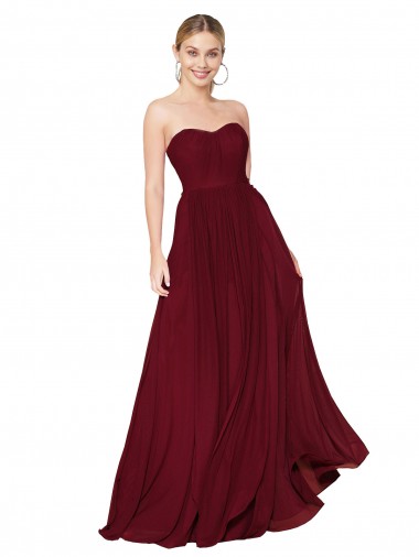 Burgundy A-Line Strapless Long Formal Evening Gown / Prom Dress / Bridesmaid Dress York