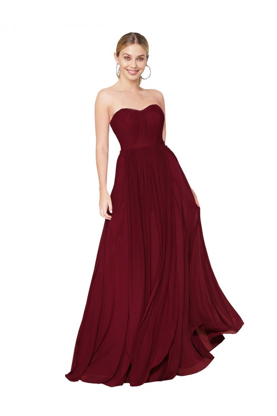 Burgundy A-Line Strapless Long Formal Evening Gown / Prom Dress / Bridesmaid Dress York