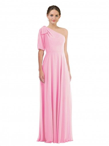 Barely Pink Trumpet One Shoulder Long Semi Formal Evening Dress / Bridesmaid Dress York