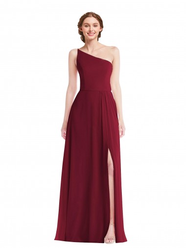 Burgundy A-Line One Shoulder Long Semi Formal Evening Dress / Bridesmaid Dress York