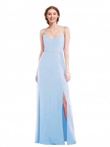 Light Sky Blue A-Line V-Neck Long Formal Evening Gown / Bridesmaid Dress York