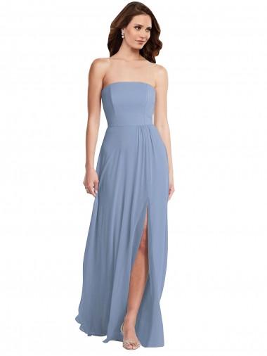 Dusty Blue A-Line Strapless Long Semi Formal Evening Dress / Bridesmaid Dress York