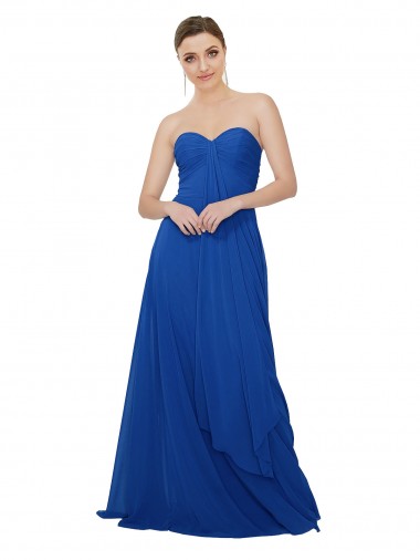 Keyhole Back Royal Blue A-Line Strapless Long Bridesmaid Dress / Evening Dress York