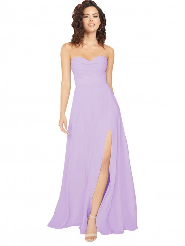 Low Back Lilac A-Line Strapless Long Bridesmaid Dress / Evening Dress York