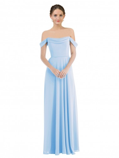 Light Sky Blue A-Line Off the Shoulder Long Formal Evening Gown / Bridesmaid Dress York