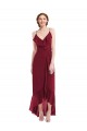 Low Back Burgundy A-Line V-Neck Long High Low Evening Gown / Bridesmaid Dress York