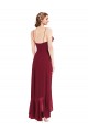 Low Back Burgundy A-Line V-Neck Long High Low Evening Gown / Bridesmaid Dress York