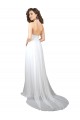 Low Back White A-Line V-Neck Sweep Train Beach Wedding Dress York