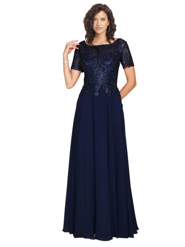 Dark Navy A-Line Round Neck Long Prom Dress / Bridesmaid Dress York