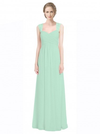 Keyhole Back Mint Green A-Line Sweetheart Long Bridesmaid Dress York