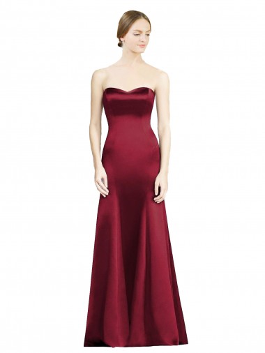 Burgundy Mermaid Sweetheart Sleeveless Long Bridesmaid Dress York