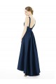 Dark Navy A-Line Bateau Neck Long High Low Bridesmaid Dress York