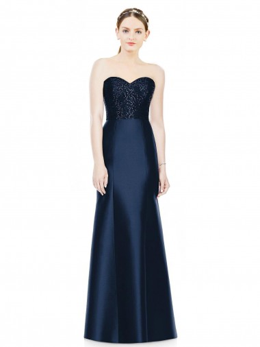 Dark Navy Mermaid Strapless Long Evening Dress / Bridesmaid Dress York