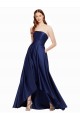 Low Back Dark Navy A-Line Strapless Long High Low Evening Gown / Prom Dress / Bridesmaid Dress York