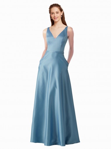 A-Line High Neck Long Black Tie Prom Dress / Bridesmaid Dress York