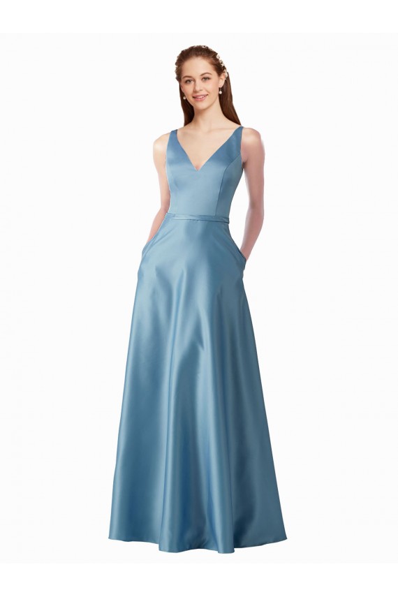 A-Line High Neck Long Black Tie Prom Dress / Bridesmaid Dress York